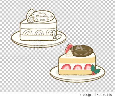 クリスマスケーキ モノクロとカラーのセット クリスマスケーキ モノクロとカラーのセット 130959410