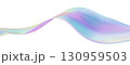 3D Iridescent abstract wave liquid background with glass ribbon fluid shapes. Blue gradient holographic elements create iridescent flow and soft texture. Smooth flowing design on white background 130959503