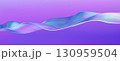3D wave abstract liquid background with glass ribbon fluid shapes. Blue gradient holographic elements swirl with iridescent flow and neon light. Transparent flying objects create bright spectral 130959504