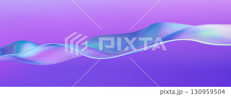 3D wave abstract liquid background with glass ribbon fluid shapes. Blue gradient holographic elements swirl with iridescent flow and neon light. Transparent flying objects create bright spectral 3D wave abstract liquid background with glass ribbon fluid shapes. Blue gradient holographic elements swirl with iridescent flow and neon light. Transparent flying objects create bright spectral 130959504