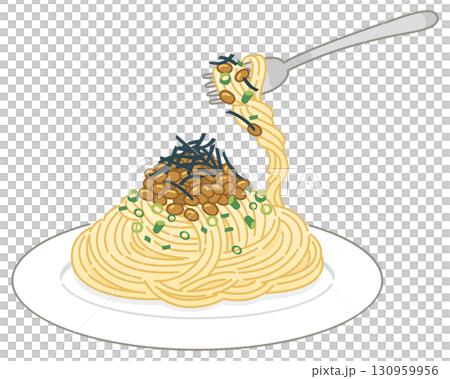 和風納豆パスタ（フォークですくう） 130959956