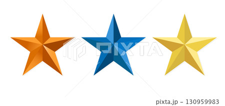 3D Metal Colored Stars for Rating Vector Illustration. 3D Metal Colored Stars for Rating Vector Illustration. 130959983