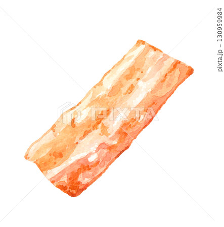 カリカリに焼いたベーコン 手描き水彩イラスト素材 カリカリに焼いたベーコン 手描き水彩イラスト素材 130959984