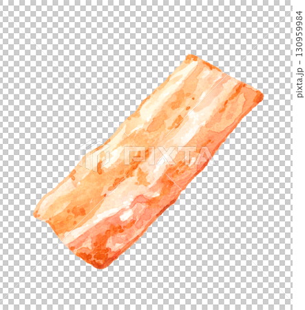 カリカリに焼いたベーコン 手描き水彩イラスト素材 カリカリに焼いたベーコン 手描き水彩イラスト素材 130959984