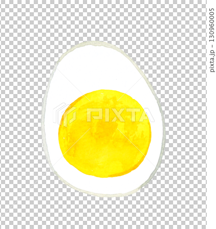 半分に切ったゆで卵(固ゆで) 卵料理の手描き水彩イラスト素材 半分に切ったゆで卵(固ゆで) 卵料理の手描き水彩イラスト素材 130960005