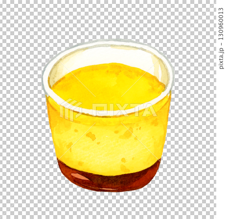 杯中布丁-雞蛋菜餚的手繪水彩插圖 杯中布丁-雞蛋菜餚的手繪水彩插圖 130960013