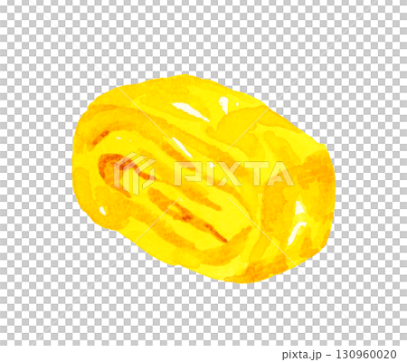 一片玉子燒蛋菜，手繪水彩插圖 130960020