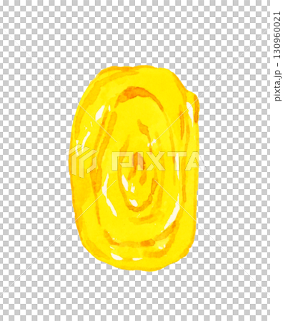 一片玉子燒蛋菜，手繪水彩插圖 130960021