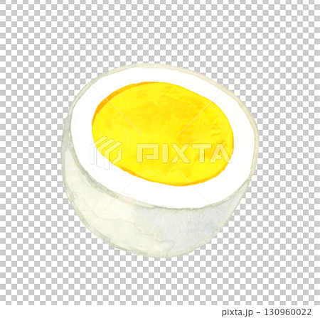 Hard-boiled eggs cut in half - hand-drawn watercolor illustration of egg dishes Hard-boiled eggs cut in half - hand-drawn watercolor illustration of egg dishes 130960022