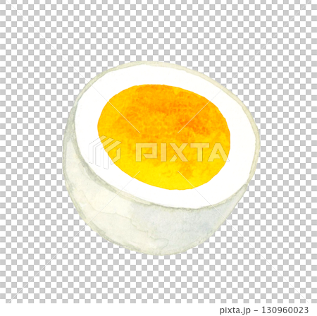 Boiled egg cut in half - Hand-drawn watercolor illustration of egg dishes Boiled egg cut in half - Hand-drawn watercolor illustration of egg dishes 130960023