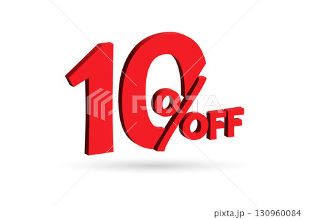3D 10 percent off sale label icon. Discount, promotion banner sign vector illustration. 130960084