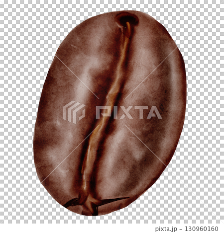 Coffee bean watercolor drawing. Hand drawn illustration of grain drink. Clip art food. Ideal for coffee shop design, kitchen textiles Coffee bean watercolor drawing. Hand drawn illustration of grain drink. Clip art food. Ideal for coffee shop design, kitchen textiles 130960160