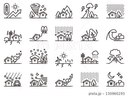 自然災害アイコン01 Natural Disaster icons 自然災害アイコン01 Natural Disaster icons 130960293