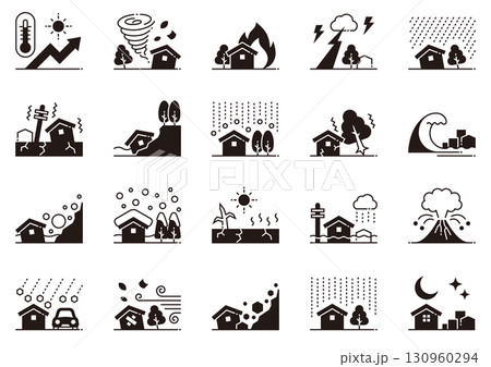 自然災害アイコン02　Natural Disaster icons 130960294