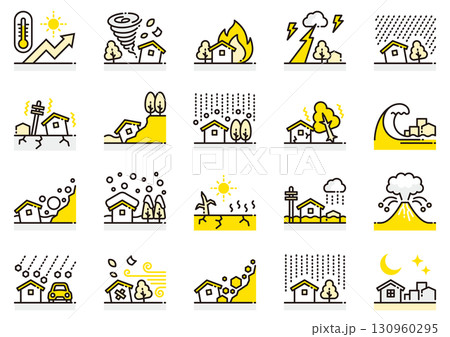 自然災害アイコン03 Natural Disaster icons 自然災害アイコン03 Natural Disaster icons 130960295