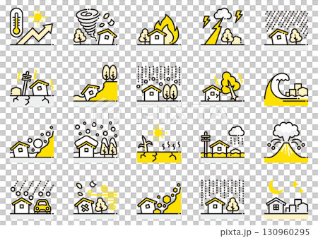 自然災害アイコン03 Natural Disaster icons 自然災害アイコン03 Natural Disaster icons 130960295