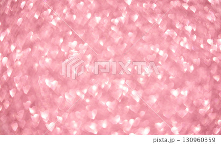 Pink heart shaped bokeh background soft romantic light and dreamy abstract 130960359
