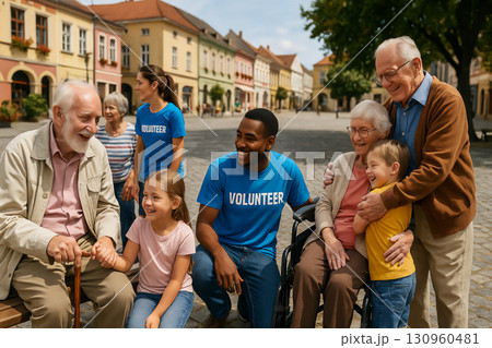 ボランティアと笑顔あふれる多世代交流のひととき ボランティアと笑顔あふれる多世代交流のひととき 130960481