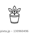 Potted plant outline icon. linear style sign for mobile concept and web design. Plant in pot simple line vector icon. Symbol, logo illustration. 130960496