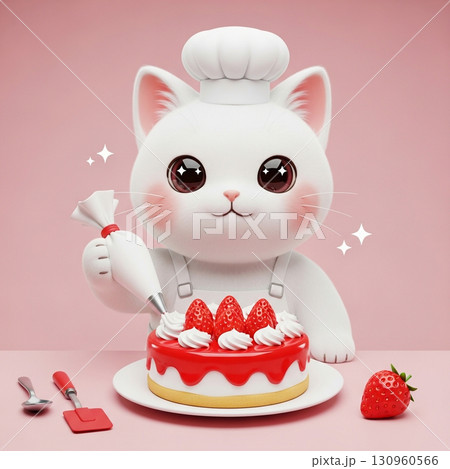 ケーキに夢中なにゃんこ 130960566