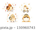 白背景で使いやすい！運動するシマエナガのかわいいイラスト（秋・健康・スポーツ） 130960743