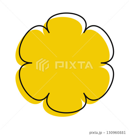 Solid yellow flower with abstract hand-drawn outline. A vibrant and elegant botanical icon for creative projects. Solid yellow flower with abstract hand-drawn outline. A vibrant and elegant botanical icon for creative projects. 130960881