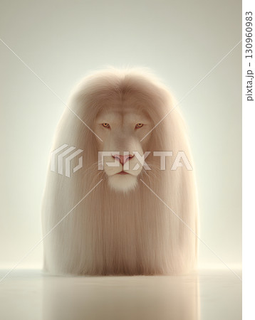 幻想的な白いライオンの肖像。神秘的で高貴な雰囲気のアートイメージ 幻想的な白いライオンの肖像。神秘的で高貴な雰囲気のアートイメージ 130960983