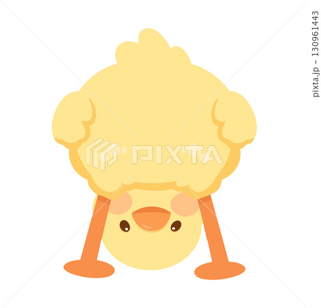 Cartoon Chick Doing a Handstand Cartoon Chick Doing a Handstand 130961443