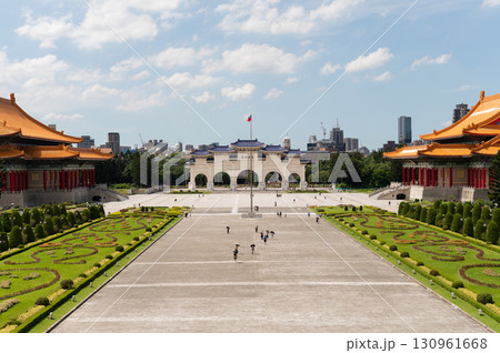 Libery square garden with Chiang Kai-shek Memorial, National theater and National concert hall 130961668
