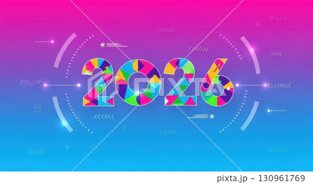 Colorful and Vibrant Design of the Year 2026 in Abstract Style 130961769