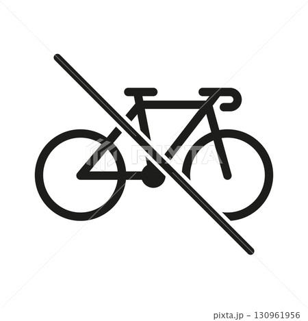No Bicycles Allowed Solid Icon. Bicycle Prohibition And Cycling Restriction Silhouette Symbol. Traffic Regulation And Safety Sign. Isolated Vector Illustration 130961956