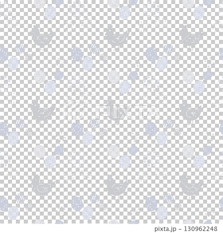 北欧風ニワトリと卵のシームレスパターン背景（グレー系） 130962248