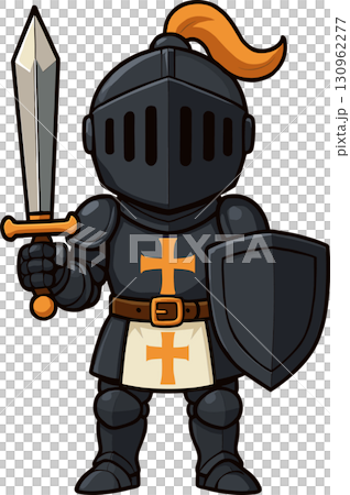 Illustration of a swordsman in black armor 130962277