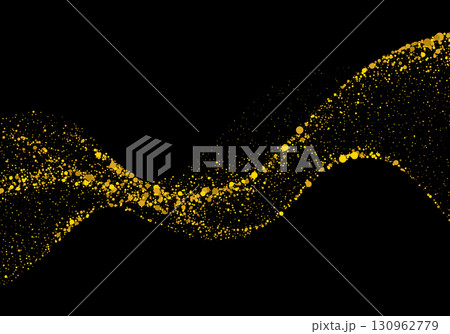Golden glitter wave on black background 130962779