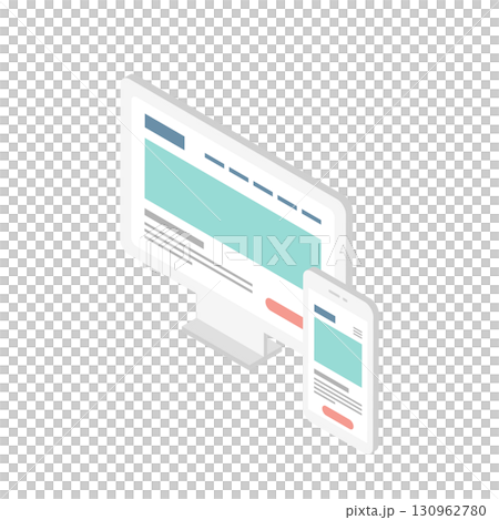 レスポンシブなWebデザインのアイコン (アイソメトリック・ベクター) 130962780