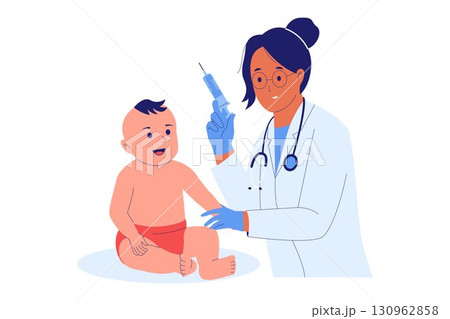 Illustration of Baby Vaccination and Immunizatio Illustration of Baby Vaccination and Immunizatio 130962858