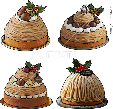 クリスマスのモンブランケーキ クリスマスのモンブランケーキ 130962930