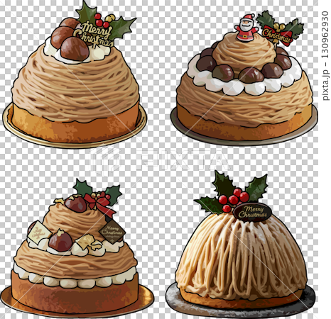 クリスマスのモンブランケーキ クリスマスのモンブランケーキ 130962930