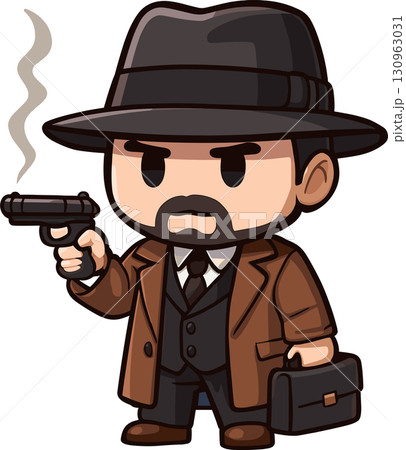 銃を撃ったギャングのイラスト	 130963031