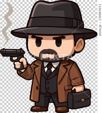 銃を撃ったギャングのイラスト	 130963031