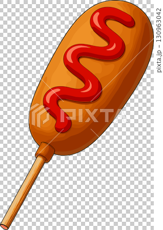 玉米熱狗配番茄醬的插圖 玉米熱狗配番茄醬的插圖 130963042