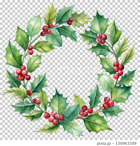 Holly Minimal Watercolor PNG White background Holly Minimal Watercolor PNG White background 130963389