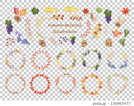 Autumn plants and wreath material set 130963477