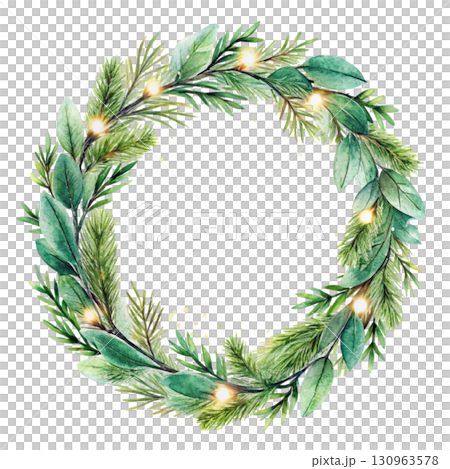 Christmas Wreath Minimal Watercolor 130963578