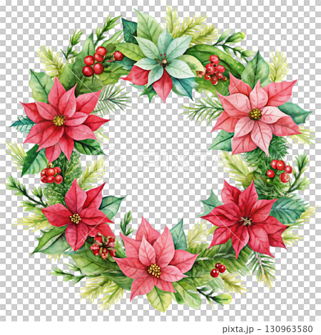 Christmas Wreath Minimal Watercolor 130963580