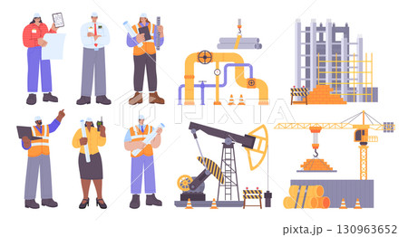 Flat Design Element Set of Professional Engineers 130963652