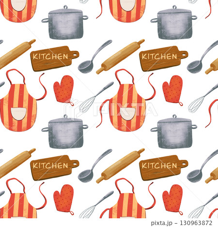 kitchen theme seamless pattern for your design 130963872