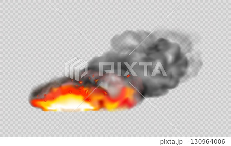 Fire realistic smoke. Fiery hot blaze. Burn smog effect. Transparent black bonfire. Hot ignite. Light smoke. Explosion cloud. Dark trail. Sky fume. Wildfire flame. Vector combustion isolated element Fire realistic smoke. Fiery hot blaze. Burn smog effect. Transparent black bonfire. Hot ignite. Light smoke. Explosion cloud. Dark trail. Sky fume. Wildfire flame. Vector combustion isolated element 130964006