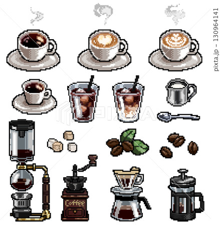 シンプルなカフェのコーヒーセット シンプルなカフェのコーヒーセット 130964141