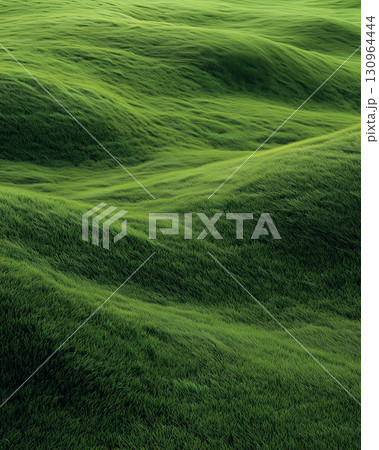 Wavy Textured Grassy Meadow Lawn with Subtle Natural Patterns and Flat Landscape 130964444